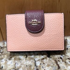 Coach Blush and Mahogany Card /ID accordion style Wallet